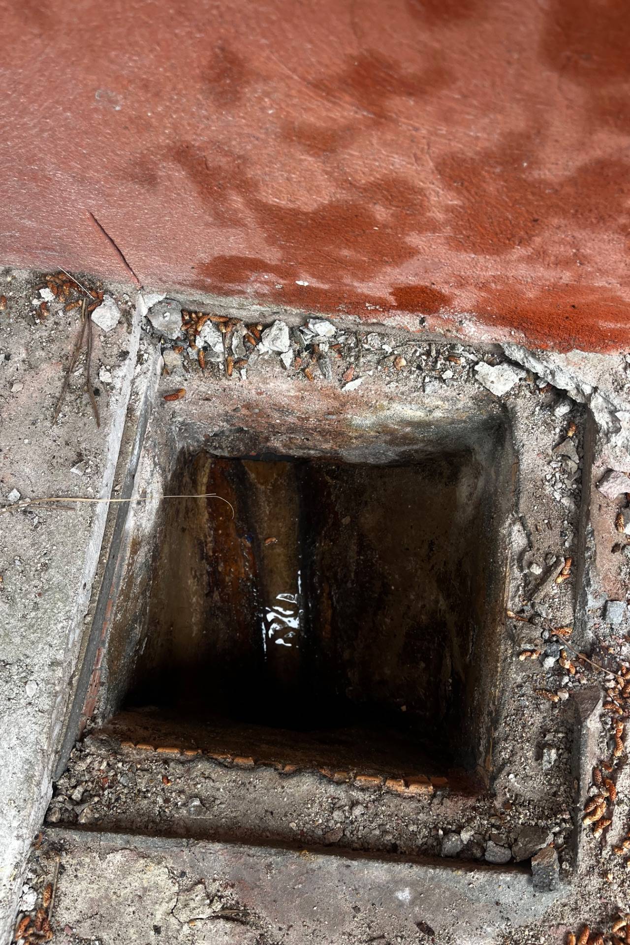 Avant : Débouchage d'une canalisation à Toulon après stagnation de papier par manque de pente